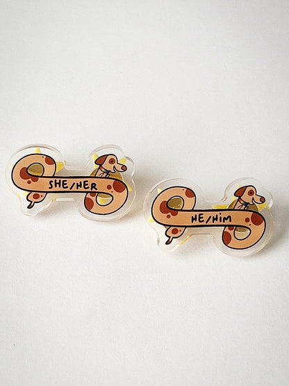 Pretzel Pup Pronoun Pin